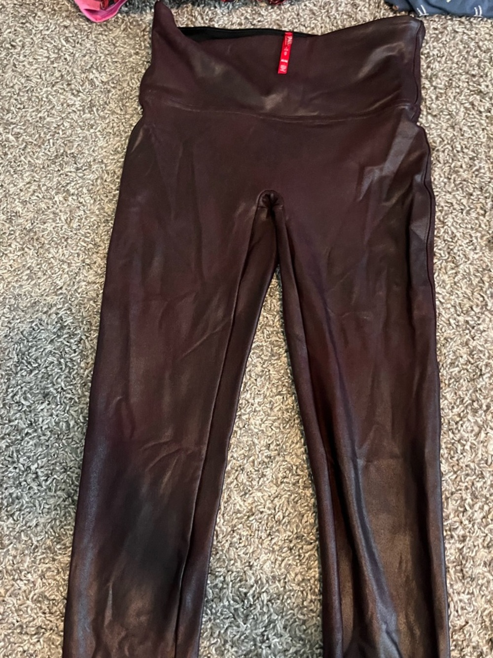 Spanx leggings pants medium m long burgundy maroon